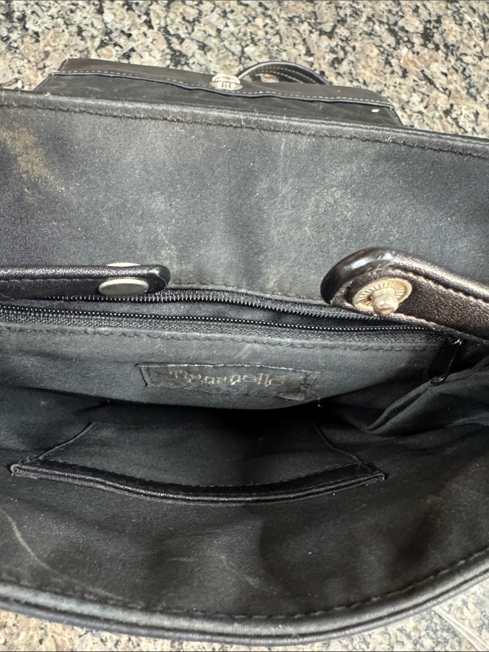 Tignanello Black Leather Bohemian Backpack Flap Closure Minimalist Everyday Bag - Picture 11 of 12